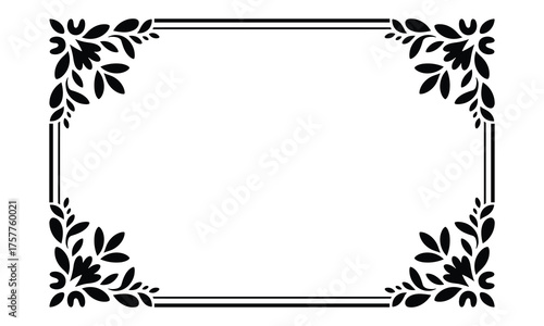 Ornamental Floral Corner Invitation Laser Cut Design Elegant Silhouette Vector Template for Wedding Cards and Decor
