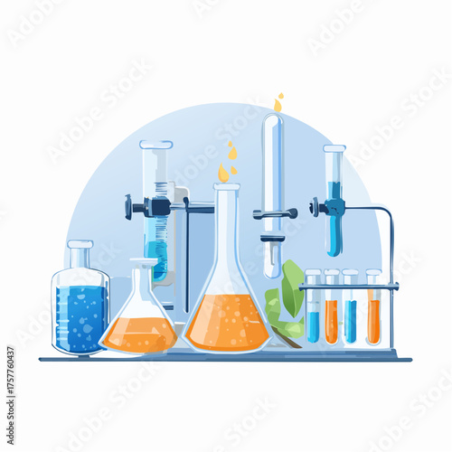 Chemistry laboratory experiment equipment with transparent background