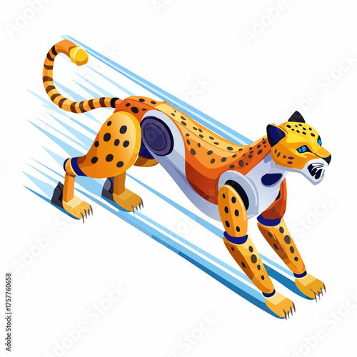 Running robotic cheetah advanced technology with transparent background