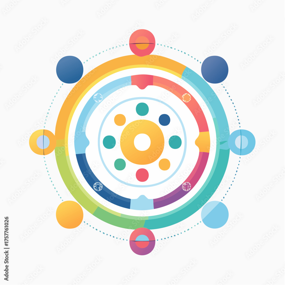 Obraz premium Colorful circular process diagram with cycle elements