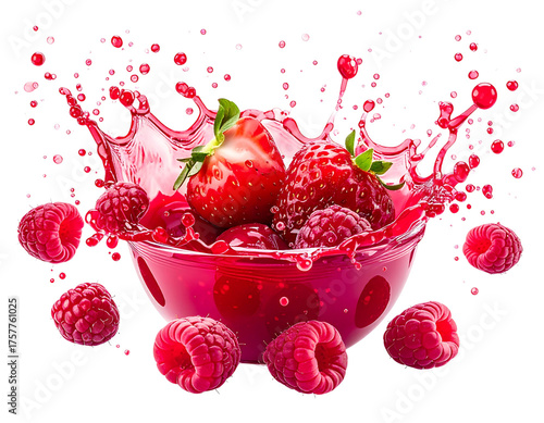 Berry juice splash isolated on transparent background