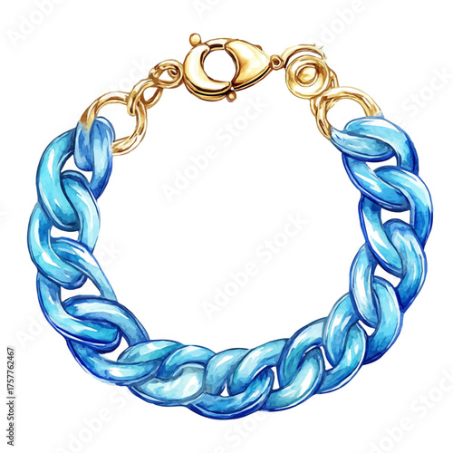 Link Bracelet, watercolor drawing vector, isolated on a white background.