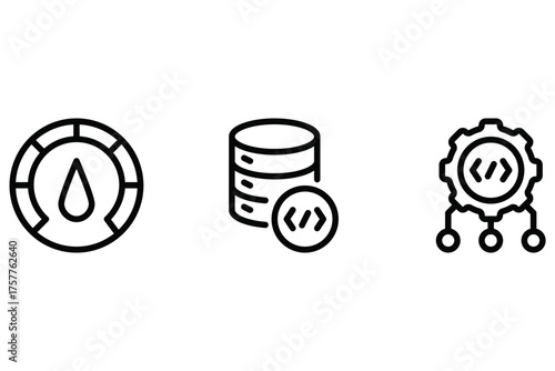Web development icon set – Speed optimization, database programming, and web API