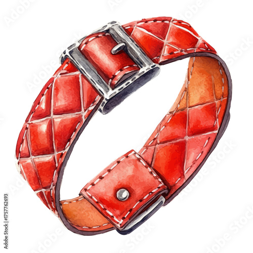 Leather Bracelet, watercolor painting vector, isolated on a white background.