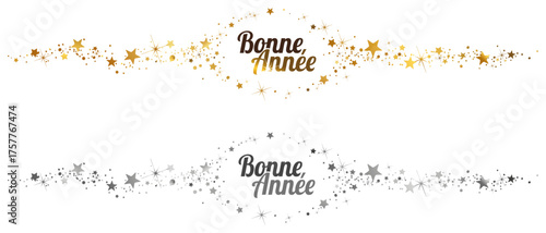 BANNIÈRES BONNE ANNÉE GRISE ET DORÉE