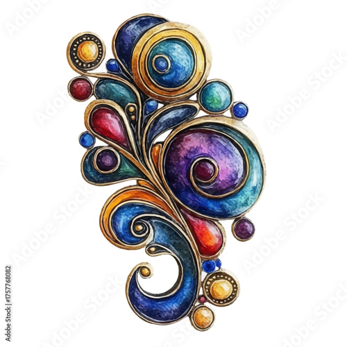 watercolor of Jewelry Pin, vector, isolated on a white background.