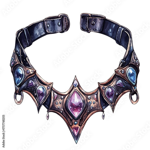 Jeweled Harness, watercolor clipart vector, isolated on a white background.