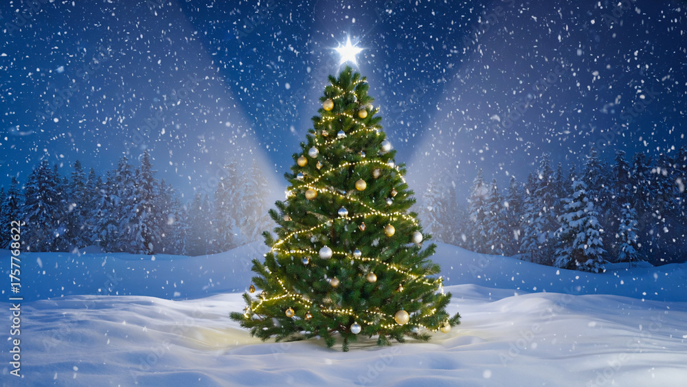 Obraz premium christmas tree with snow