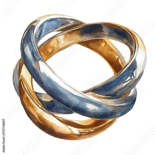 Infinity Ring, watercolor clipart vector, isolated on a white background.