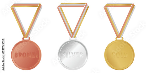 player champion gold medal, runner-up silver meddle, bronze meddle, winner batch vector