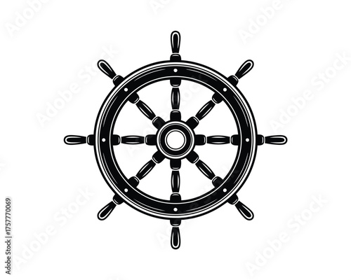 Vintage nautical ship steering wheel illustration