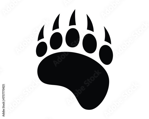 Black bear paw print silhouette with sharp claws