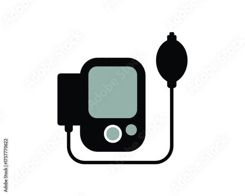 Digital blood pressure monitor with cuff and bulb icon