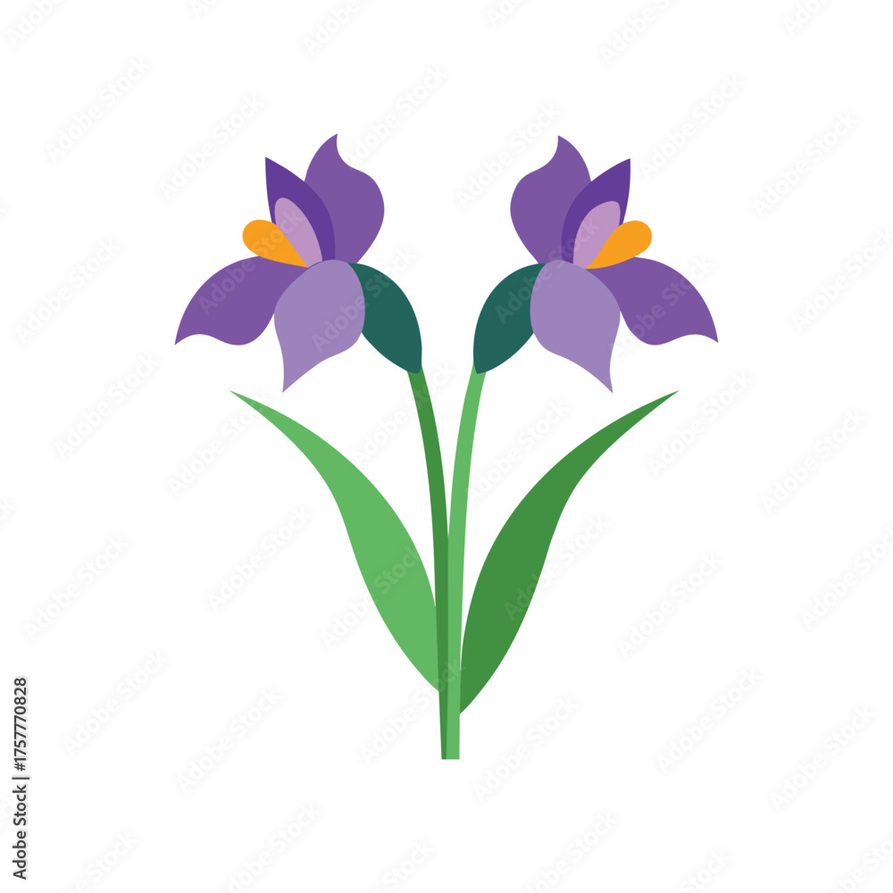 Naklejka premium iris flower pair flat vector illustration