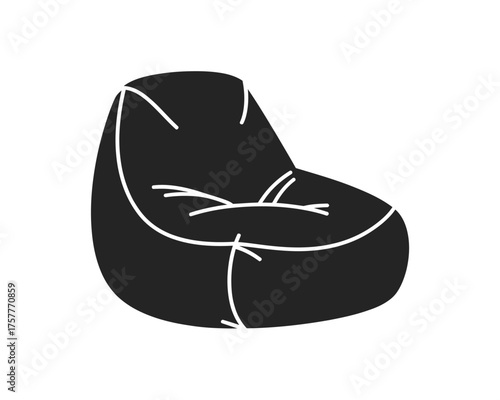 Simple black silhouette of a modern beanbag chair