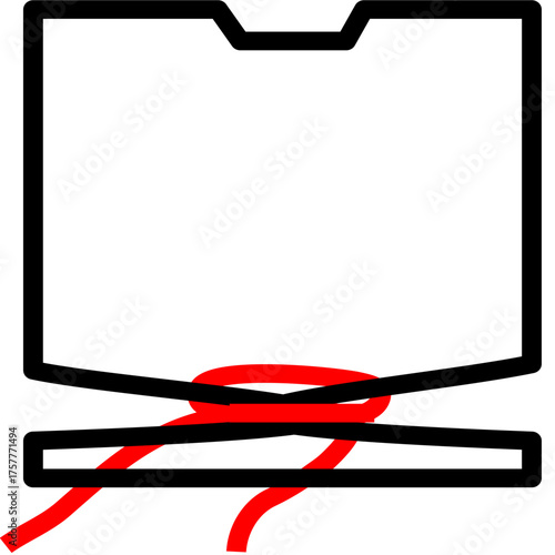 A simplified illustration of a seatbelt being fastened, showing the red strap being secured.