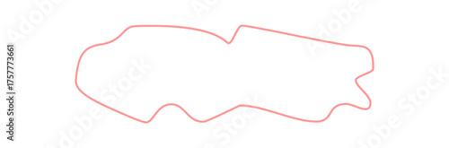 Wavy hand drawn organic outline shape with irregular pink form and blob frame. Fluid rectangle design as creative abstract background for text or template layout.