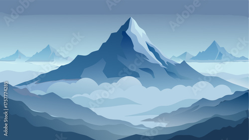 A blanket of mist envelops the alpine ridge shrouding its secrets and creating an otherworldly atmosphere.