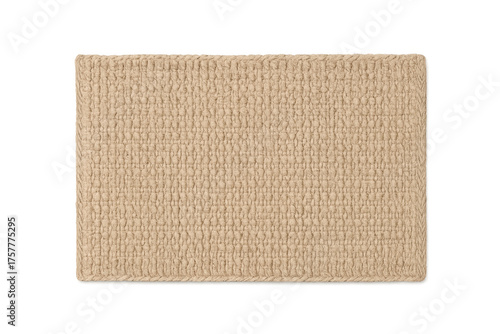 Beige woven textile mat with transparent background