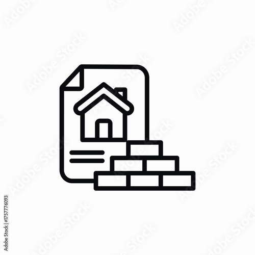 house construction bricks document icon sign vector