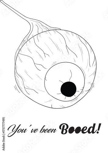 Minimal Halloween Eyeball Illustration – Spooky Line Art Design