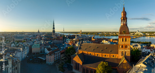Wallpaper Mural Birds eye view of the old city of Riga, Latvia. Captured in summer during sunrise. Torontodigital.ca