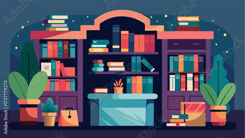 A cozy bookstore filled with the comforting scent of new books offering a quiet escape from the busyness of the mall.