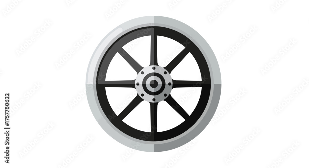 Obraz premium A classic wheel design rendered with simple shapes and gray tones