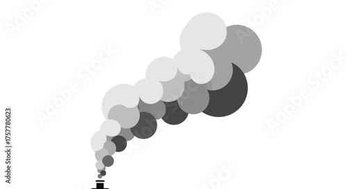 Abstract smoky cloud illustration rising from industrial chimney structure