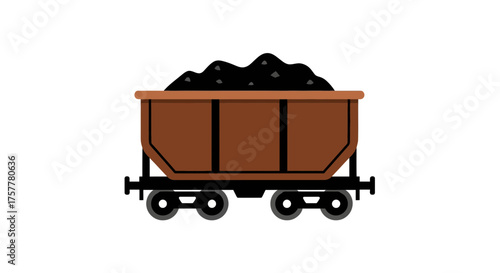 A Vector Illustration of a Coal Car for Mining or Industrial Usage