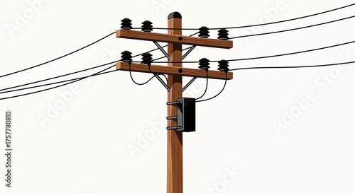 Detailed illustration showcases a classic wooden utility pole design