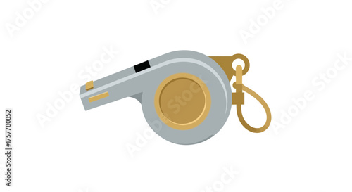 Detailed Vector Illustration of a Silver and Golden Whistle Design