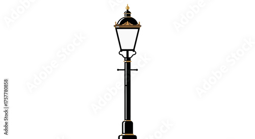 Elegant antique-style street lamp illustration on clean white backdrop