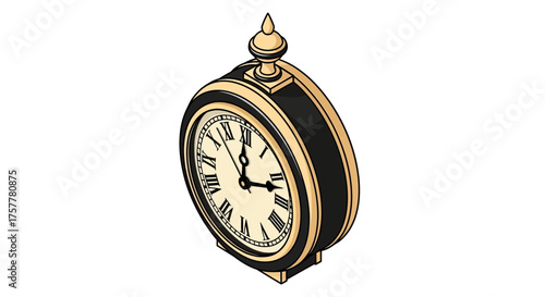 Elegant Vintage Table Clock with Roman Numerals and Gold Trim Design