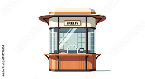 Iconic ticket booth kiosk illustration on a clean white background