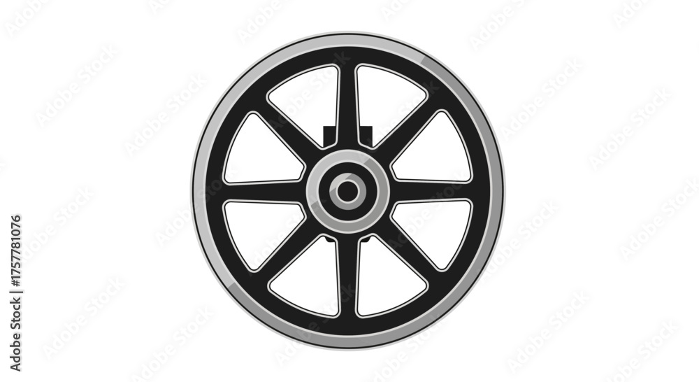 Obraz premium Isolated wagon wheel illustration in black and gray for various designs