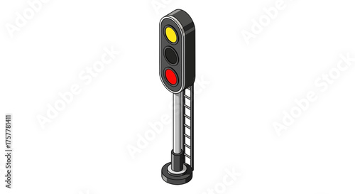 Isometric traffic signal illustration featuring safety and urban mobility