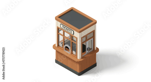 Isometric ticket booth illustration for event or transportation services