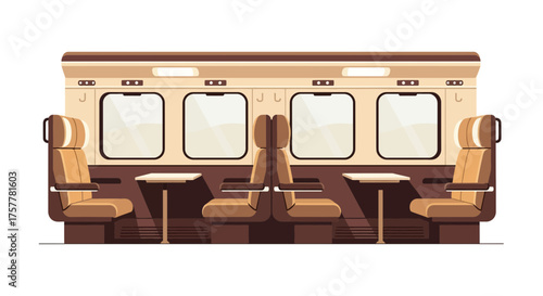 Modern train interior featuring comfortable seats and sleek design elements