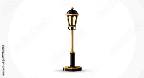 Stylized vector illustration of an ornate streetlight with golden accents