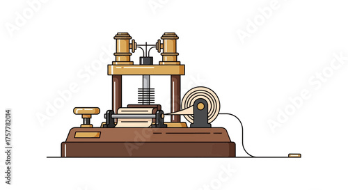 Vintage Telegraph Machine Detailed Illustration for Communication History