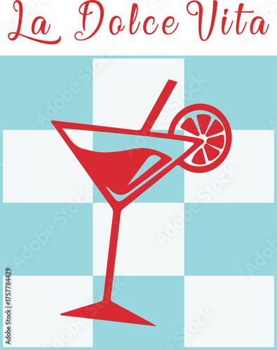 Hand drawn blue la dolce vita vintage posters. Summer Italy. Vintage vector print. Print for t-shirt. Trendy minimalist posters