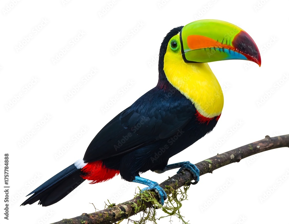 Fototapeta premium Colorful Toucan on Branch A Vibrant Tropical Bird Perch