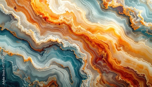 Abstract Colorful Layered Composition with Wavy Lines and Textured Surface in Earthy Tones