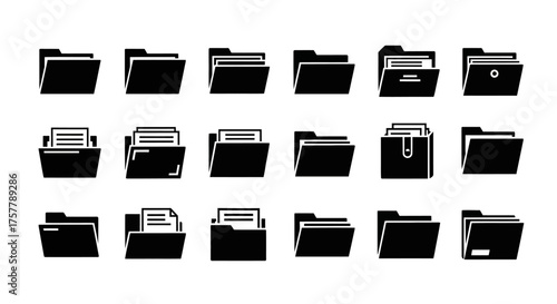 A Collection of Diverse Folder Icons Representing Digital Organization and Document Management