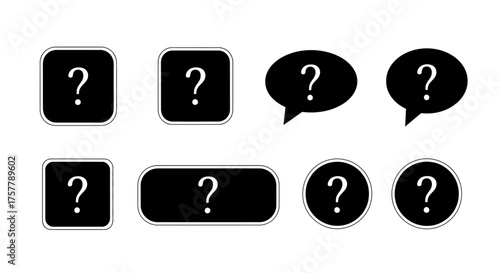 Collection of Diverse Black Question Mark Icons Representing Uncertainty and Inquiry Across Various Shapes and Forms For Conceptual Use