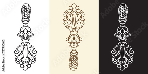 Engraving vertical monogram and design element vector