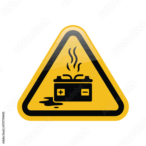 Warning sign of a damaged car battery vector illustration of a hazard symbol isolated on white background