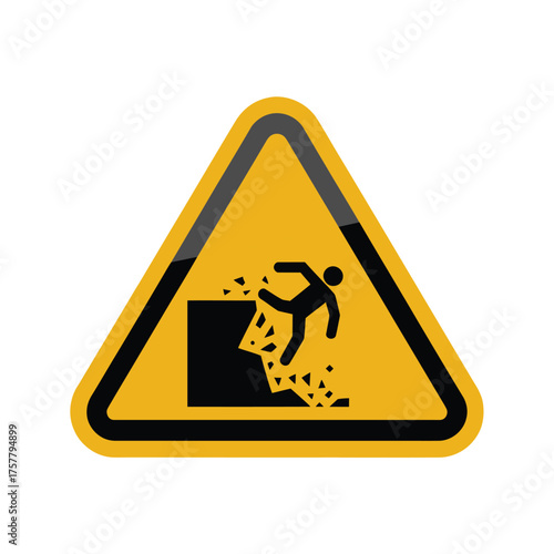 Warning sign of a person falling from a cliff vector illustration for safety and hazard prevention isolated on white background