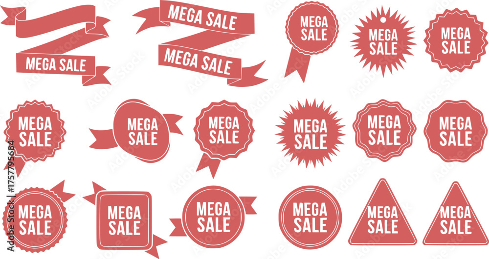 Fototapeta premium Black Friday Discount Price Tag Silhouette Set - Geometric Vector Badges for Mega Sale & Offer Label Collection